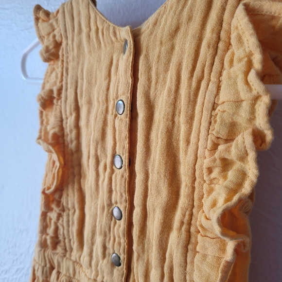 L'ovedbaby Organic Muslin Ruffle Bodysuit Romper in Saffron, 18-24m - Picture 3 of 4